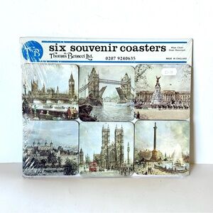 NWT New Old Stock Thomas Benacci LTD Cork Back London Coasters Set of 6